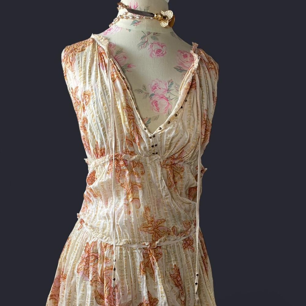 Free People Cream and Brown Mini Dress
